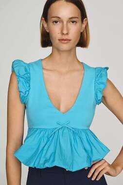 Maeve Anthropologie Crop Peplum Ruffle Top NWT